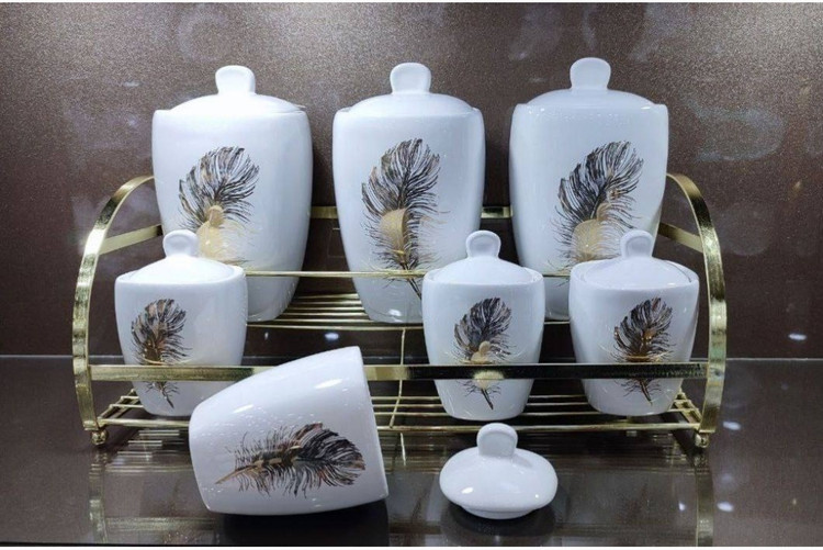 جای ادویه سرامیکی ۷ پارچه استند دار